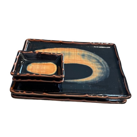 Set of Two Japanese Sushi Plates and Sauce Dishes Modern Design - Picture 9 of 9